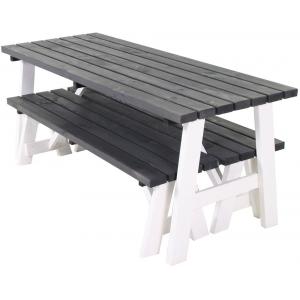 Rodeo houten picknicktafel wit/grijs